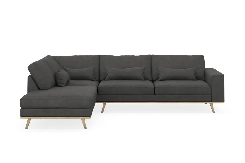 Copenhagen 4-seters Venstrevendt L-formet Sjeselongsofa i Manchester - Mørk grå - Møbler - Sofaer - Sofaer med sjeselong - 4 seters sofa med divan