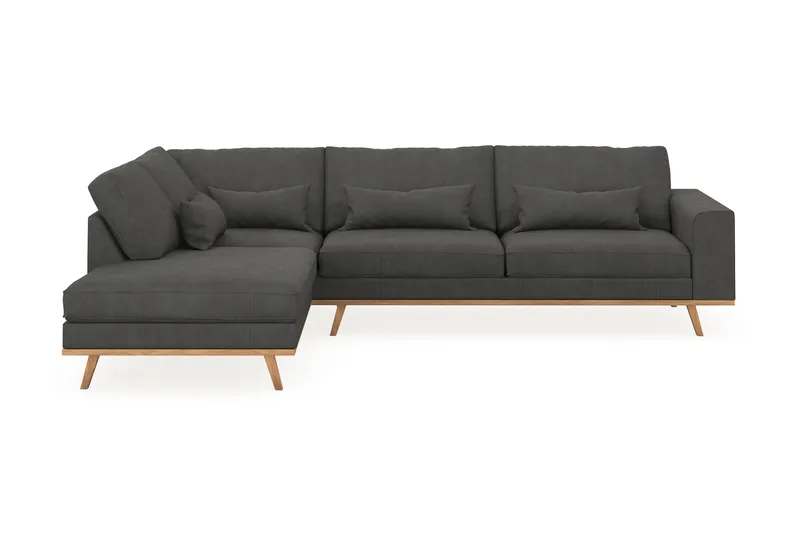 Copenhagen 4-seters Venstrevendt L-formet Sjeselongsofa i Manchester - Mørk grå - Møbler - Sofaer - Sofaer med sjeselong - 4 seters sofa med divan