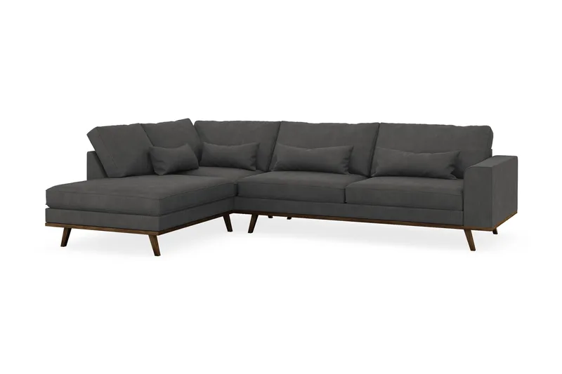 Copenhagen 4-seters Venstrevendt L-formet Sjeselongsofa i Manchester - Mørk grå - Møbler - Sofaer - Sofaer med sjeselong - 4 seters sofa med divan
