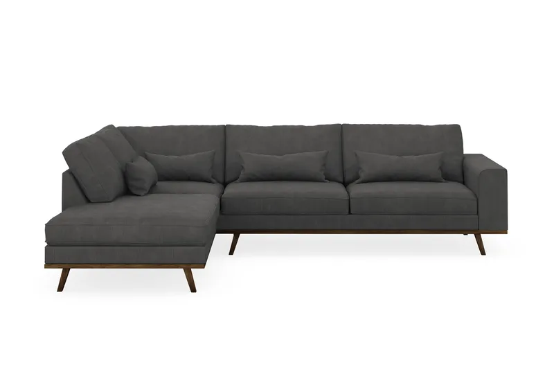 Copenhagen 4-seters Venstrevendt L-formet Sjeselongsofa i Manchester - Mørk grå - Møbler - Sofaer - Sofaer med sjeselong - 4 seters sofa med divan