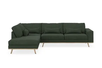 Copenhagen 4-seters Venstrevendt L-formet Sjeselongsofa i Manchester - Mørk grønn - Møbler - Sofaer - Sofaer med sjeselong - 4 seters sofa med divan