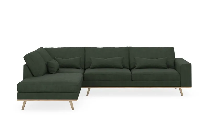 Copenhagen 4-seters Venstrevendt L-formet Sjeselongsofa i Manchester - Mørk grønn - Møbler - Sofaer - Sofaer med sjeselong - 4 seters sofa med divan