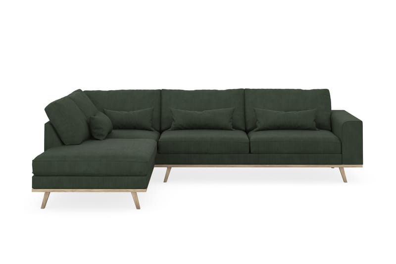 Copenhagen 4-seters Venstrevendt L-formet Sjeselongsofa i Manchester - Mørk grønn - Møbler - Sofaer - Sofaer med sjeselong - 4 seters sofa med divan