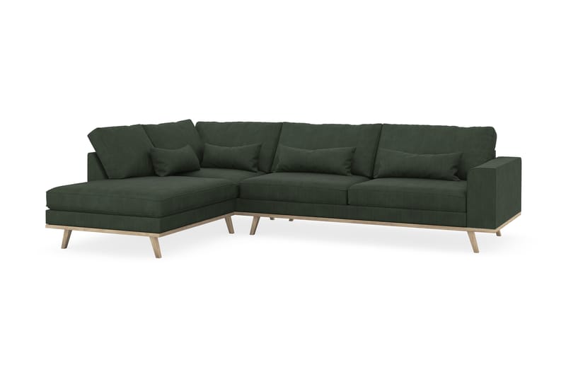 Copenhagen 4-seters Venstrevendt L-formet Sjeselongsofa i Manchester - Mørk grønn - Møbler - Sofaer - Sofaer med sjeselong - 4 seters sofa med divan