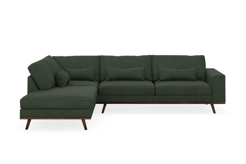Copenhagen 4-seters Venstrevendt L-formet Sjeselongsofa i Manchester - Mørk grønn - Møbler - Sofaer - Sofaer med sjeselong - 4 seters sofa med divan