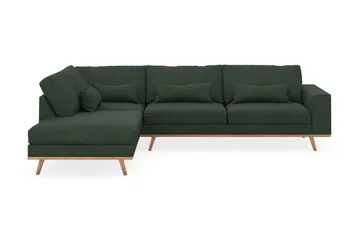 Copenhagen 4-seters Venstrevendt L-formet Sjeselongsofa i Manchester - Mørk grønn - Møbler - Sofaer - Sofaer med sjeselong - 4 seters sofa med divan