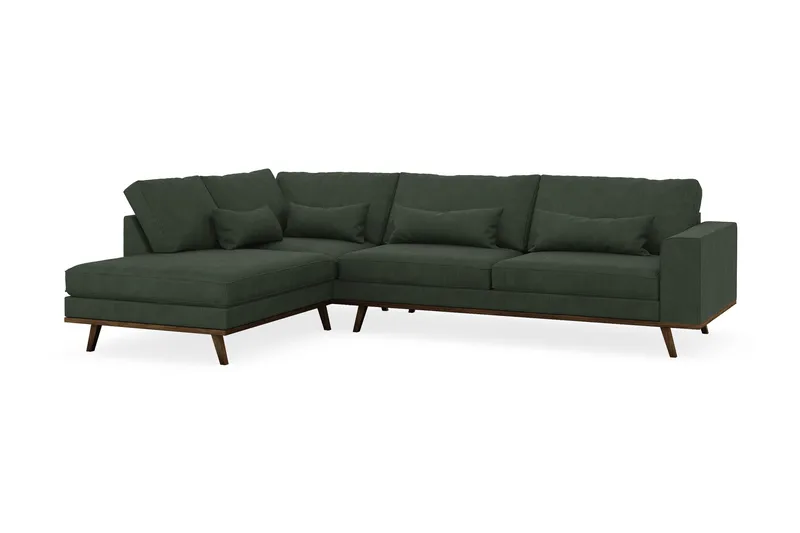 Copenhagen 4-seters Venstrevendt L-formet Sjeselongsofa i Manchester - Mørk grønn - Møbler - Sofaer - Sofaer med sjeselong - 4 seters sofa med divan