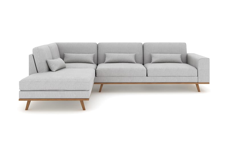 Copenhagen 4-seters Venstrevendt L-formet Sjeselongsofa i Stoff - Grå - Møbler - Sofaer - Sofaer med sjeselong - 4 seters sofa med divan