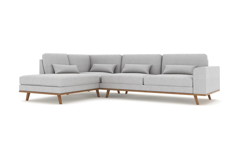 Copenhagen 4-seters Venstrevendt L-formet Sjeselongsofa i Stoff - Grå - Møbler - Sofaer - Sofaer med sjeselong - 4 seters sofa med divan