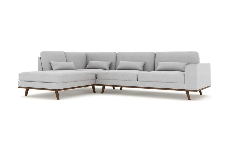 Copenhagen 4-seters Venstrevendt L-formet Sjeselongsofa i Stoff - Grå - Møbler - Sofaer - Sofaer med sjeselong - 4 seters sofa med divan