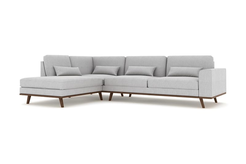 Copenhagen 4-seters Venstrevendt L-formet Sjeselongsofa i Stoff - Grå - Møbler - Sofaer - Sofaer med sjeselong - 4 seters sofa med divan