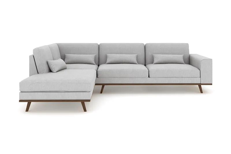 Copenhagen 4-seters Venstrevendt L-formet Sjeselongsofa i Stoff - Grå - Møbler - Sofaer - Sofaer med sjeselong - 4 seters sofa med divan