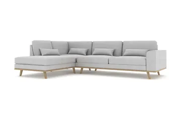 Copenhagen 4-seters Venstrevendt L-formet Sjeselongsofa i Stoff - Grå - Møbler - Sofaer - Sofaer med sjeselong - 4 seters sofa med divan