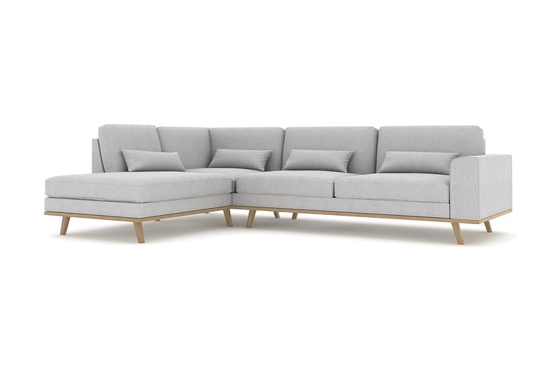 Copenhagen 4-seters Venstrevendt L-formet Sjeselongsofa i Stoff - Grå - Møbler - Sofaer - Sofaer med sjeselong - 4 seters sofa med divan