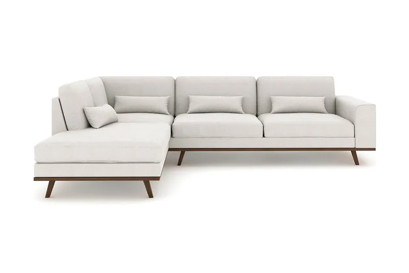 Copenhagen 4-seters Venstrevendt L-formet Sjeselongsofa i Stoff - Lys grå - Møbler - Sofaer - Sofaer med sjeselong - 4 seters sofa med divan