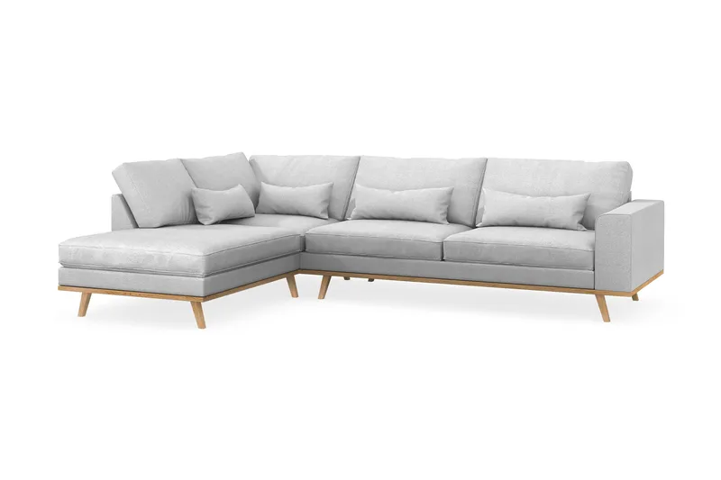 Copenhagen 4-seters Venstrevendt L-formet Sjeselongsofa i Stoff - Lys grå - Møbler - Sofaer - Sofaer med sjeselong - 4 seters sofa med divan