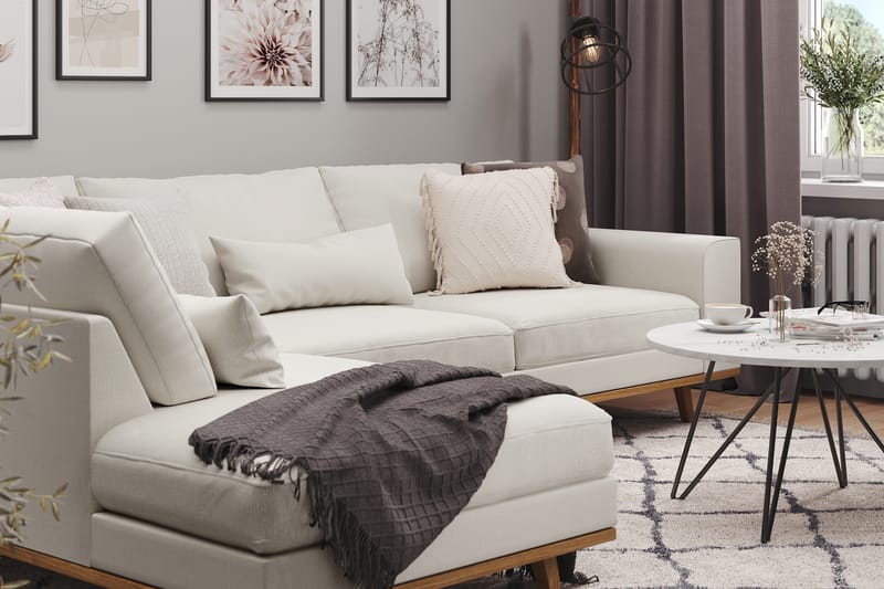 Copenhagen 4-seters Venstrevendt L-formet Sjeselongsofa i Stoff - Lys grå - Møbler - Sofaer - Sofaer med sjeselong - 4 seters sofa med divan
