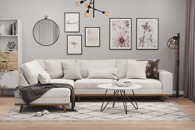Copenhagen 4-seters Venstrevendt L-formet Sjeselongsofa i Stoff - Lys grå - Møbler - Sofaer - Sofaer med sjeselong - 4 seters sofa med divan