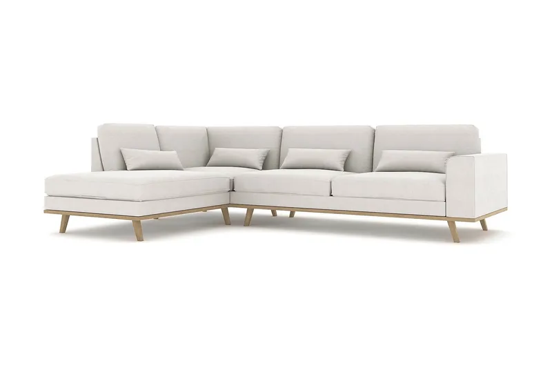 Copenhagen 4-seters Venstrevendt L-formet Sjeselongsofa i Stoff - Lys grå - Møbler - Sofaer - Sofaer med sjeselong - 4 seters sofa med divan