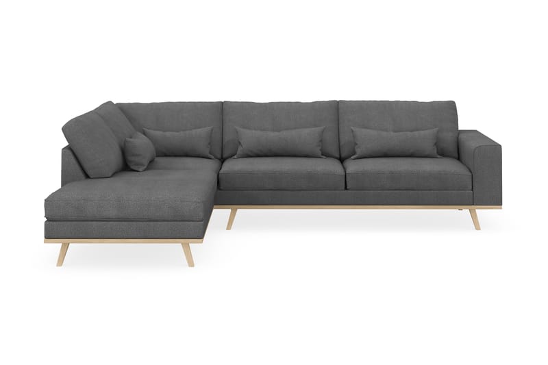 Copenhagen 4-seters Venstrevendt L-formet Sjeselongsofa i Stoff - Mørk grå - Møbler - Sofaer - Sofaer med sjeselong - 4 seters sofa med divan