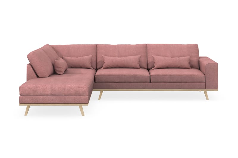 Copenhagen 4-seters Venstrevendt L-formet Sjeselongsofa i Stoff - Rosa - Møbler - Sofaer - Sofaer med sjeselong - 4 seters sofa med divan