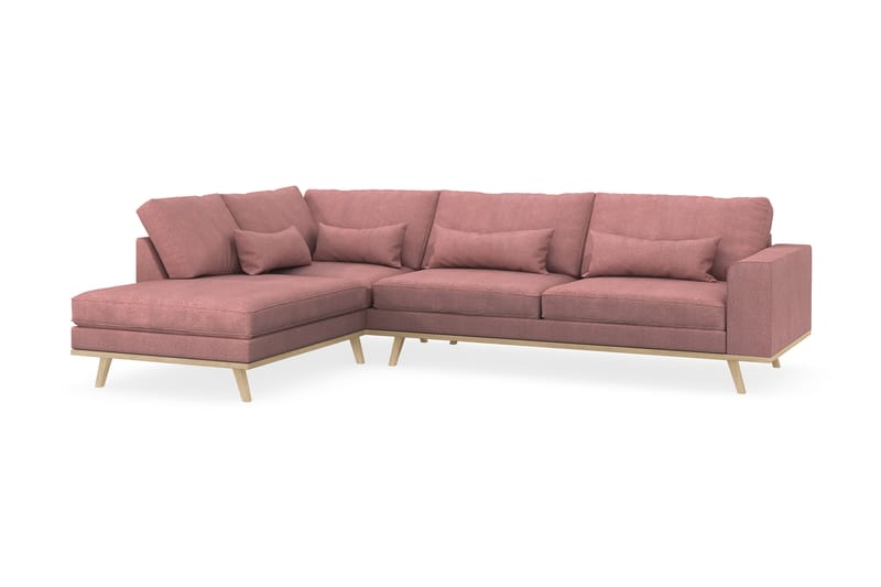 Copenhagen 4-seters Venstrevendt L-formet Sjeselongsofa i Stoff - Rosa - Møbler - Sofaer - Sofaer med sjeselong - 4 seters sofa med divan