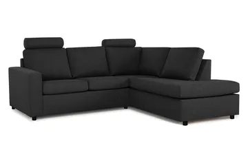 Crazy 3-seters Høyrevendt L-formet Sjeselongsofa i Stoff - Antrasitt - Møbler - Sofaer - Sofaer med sjeselong - 2 seters sofa med divan