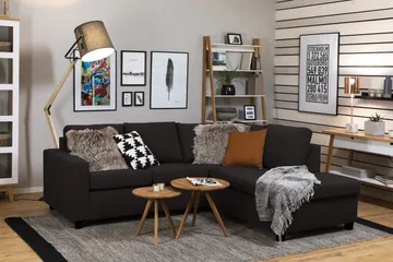 Crazy 3-seters Høyrevendt L-formet Sjeselongsofa i Stoff - Antrasitt - Møbler - Sofaer - Sofaer med sjeselong - 2 seters sofa med divan