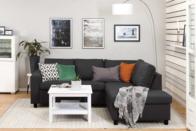 Crazy 3-seters Høyrevendt L-formet Sjeselongsofa i Stoff - Antrasitt - Møbler - Sofaer - Sofaer med sjeselong - 2 seters sofa med divan