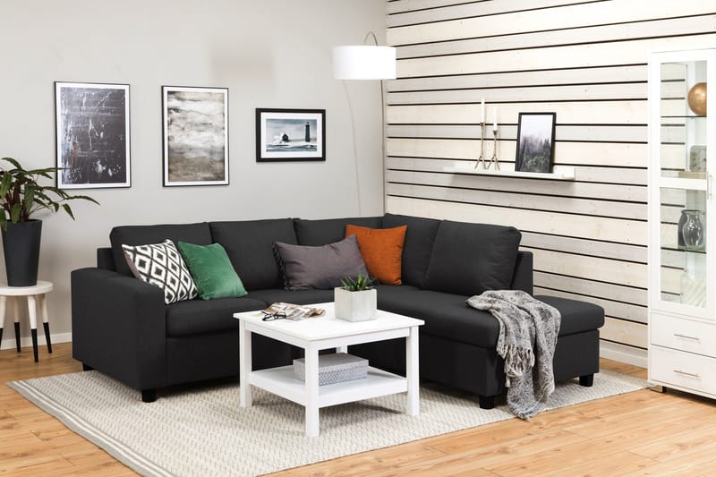 Crazy 3-seters Høyrevendt L-formet Sjeselongsofa i Stoff - Antrasitt - Møbler - Sofaer - Sofaer med sjeselong - 2 seters sofa med divan