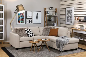 Crazy 3-seters Høyrevendt L-formet Sjeselongsofa i Stoff - Beige - Møbler - Sofaer - Sofaer med sjeselong - 2 seters sofa med divan