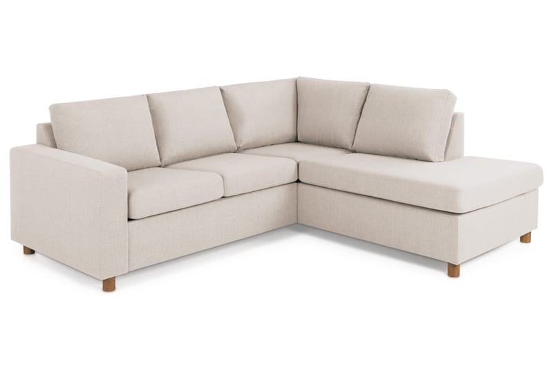 Crazy 3-seters Høyrevendt L-formet Sjeselongsofa i Stoff - Beige - Møbler - Sofaer - Sofaer med sjeselong - 2 seters sofa med divan