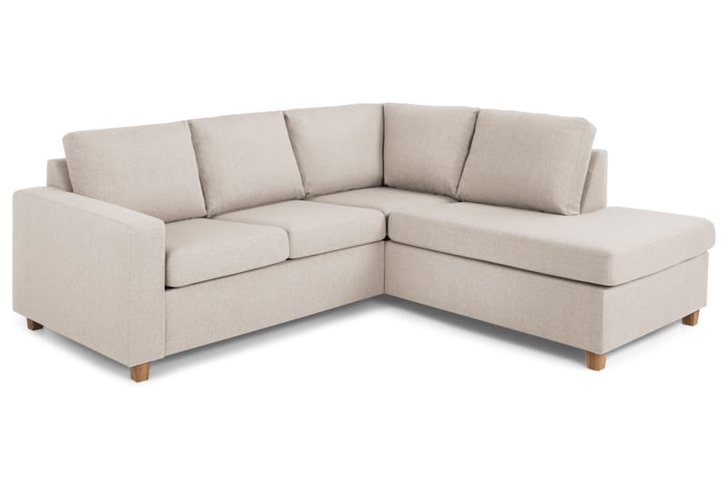 Crazy 3-seters Høyrevendt L-formet Sjeselongsofa i Stoff - Beige - Møbler - Sofaer - Sofaer med sjeselong - 2 seters sofa med divan