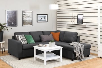 Crazy 3-seters Høyrevendt L-formet Sjeselongsofa i Stoff - Mørk grå - Møbler - Sofaer - Sofaer med sjeselong - 2 seters sofa med divan