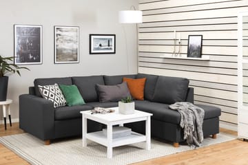 Crazy 3-seters Høyrevendt L-formet Sjeselongsofa i Stoff - Mørk grå - Møbler - Sofaer - Sofaer med sjeselong - 2 seters sofa med divan