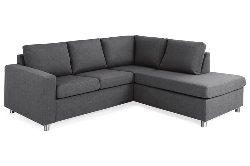 Crazy 3-seters Høyrevendt L-formet Sjeselongsofa i Stoff - Mørk grå - Møbler - Sofaer - Sofaer med sjeselong - 2 seters sofa med divan