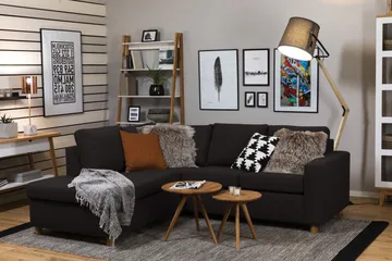 Crazy 3-seters Venstrevendt L-formet Sjeselongsofa i Stoff - Antrasitt - Møbler - Sofaer - Sofaer med sjeselong - 2 seters sofa med divan