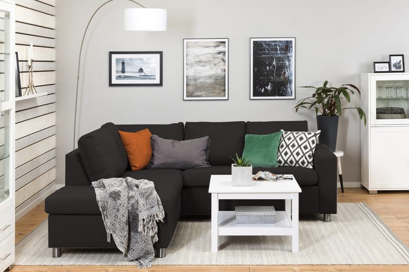 Crazy 3-seters Venstrevendt L-formet Sjeselongsofa i Stoff - Antrasitt - Møbler - Sofaer - Sofaer med sjeselong - 2 seters sofa med divan