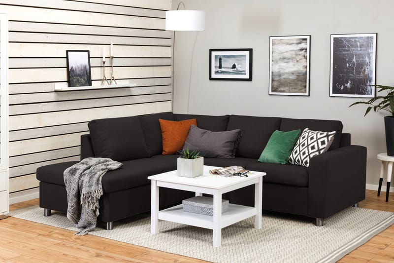 Crazy 3-seters Venstrevendt L-formet Sjeselongsofa i Stoff - Antrasitt - Møbler - Sofaer - Sofaer med sjeselong - 2 seters sofa med divan