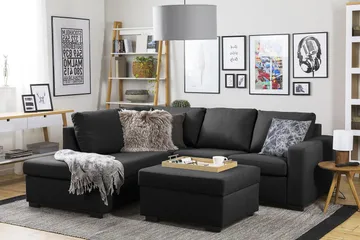 Crazy 3-seters Venstrevendt L-formet Sjeselongsofa i Stoff - Antrasitt - Møbler - Sofaer - Sofaer med sjeselong - 2 seters sofa med divan