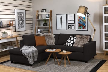 Crazy 3-seters Venstrevendt L-formet Sjeselongsofa i Stoff - Antrasitt - Møbler - Sofaer - Sofaer med sjeselong - 2 seters sofa med divan