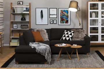 Crazy 3-seters Venstrevendt L-formet Sjeselongsofa i Stoff - Antrasitt - Møbler - Sofaer - Sofaer med sjeselong - 2 seters sofa med divan