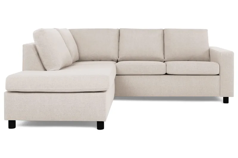 Crazy 3-seters Venstrevendt L-formet Sjeselongsofa i Stoff - Beige - Møbler - Sofaer - Sofaer med sjeselong - 2 seters sofa med divan