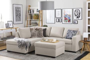 Crazy 3-seters Venstrevendt L-formet Sjeselongsofa i Stoff - Beige - Møbler - Sofaer - Sofaer med sjeselong - 2 seters sofa med divan