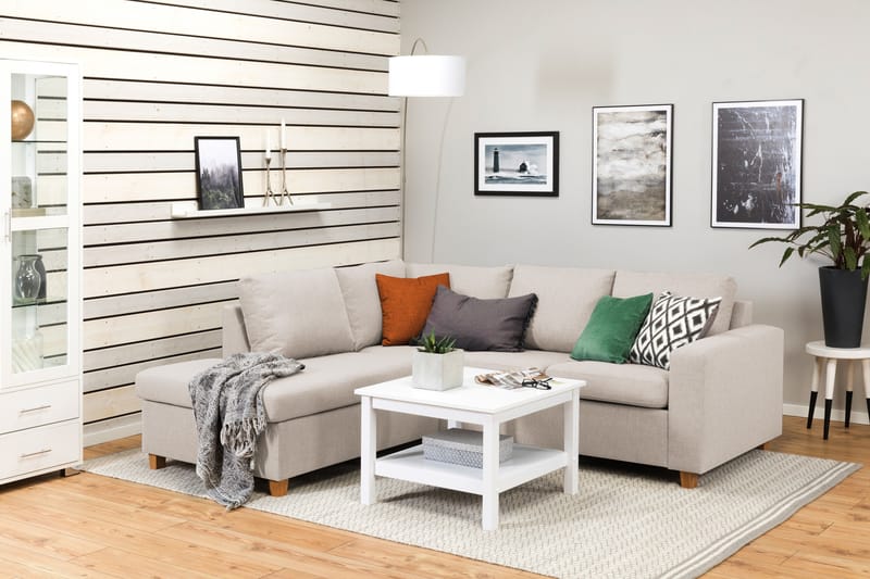 Crazy 3-seters Venstrevendt L-formet Sjeselongsofa i Stoff - Beige - Møbler - Sofaer - Sofaer med sjeselong - 2 seters sofa med divan