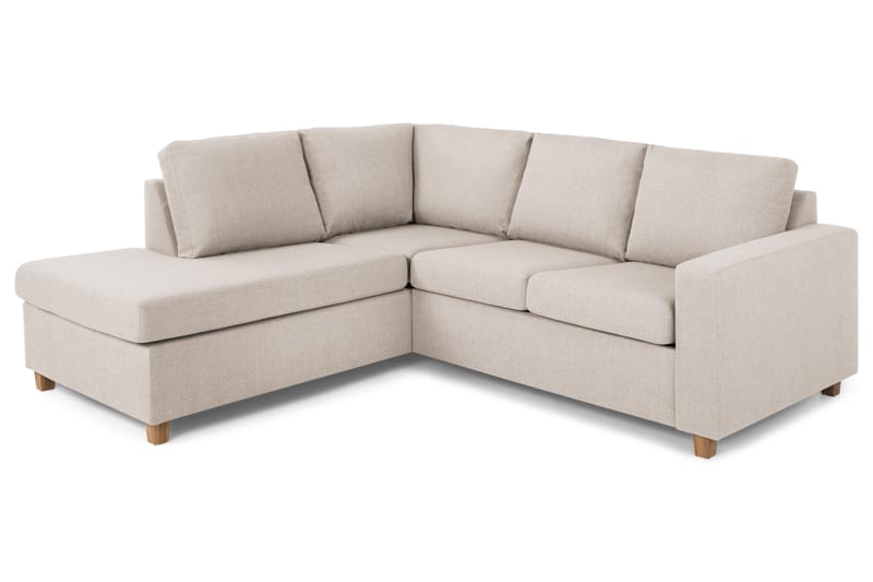 Crazy 3-seters Venstrevendt L-formet Sjeselongsofa i Stoff - Beige - Møbler - Sofaer - Sofaer med sjeselong - 2 seters sofa med divan