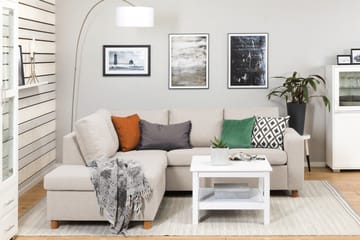Crazy 3-seters Venstrevendt L-formet Sjeselongsofa i Stoff - Beige - Møbler - Sofaer - Sofaer med sjeselong - 2 seters sofa med divan