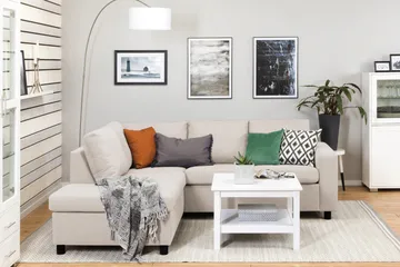 Crazy 3-seters Venstrevendt L-formet Sjeselongsofa i Stoff - Beige - Møbler - Sofaer - Sofaer med sjeselong - 2 seters sofa med divan