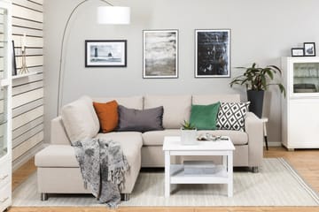 Crazy 3-seters Venstrevendt L-formet Sjeselongsofa i Stoff - Beige - Møbler - Sofaer - Sofaer med sjeselong - 2 seters sofa med divan