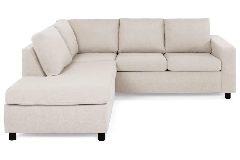 Crazy 3-seters Venstrevendt L-formet Sjeselongsofa i Stoff, Beige